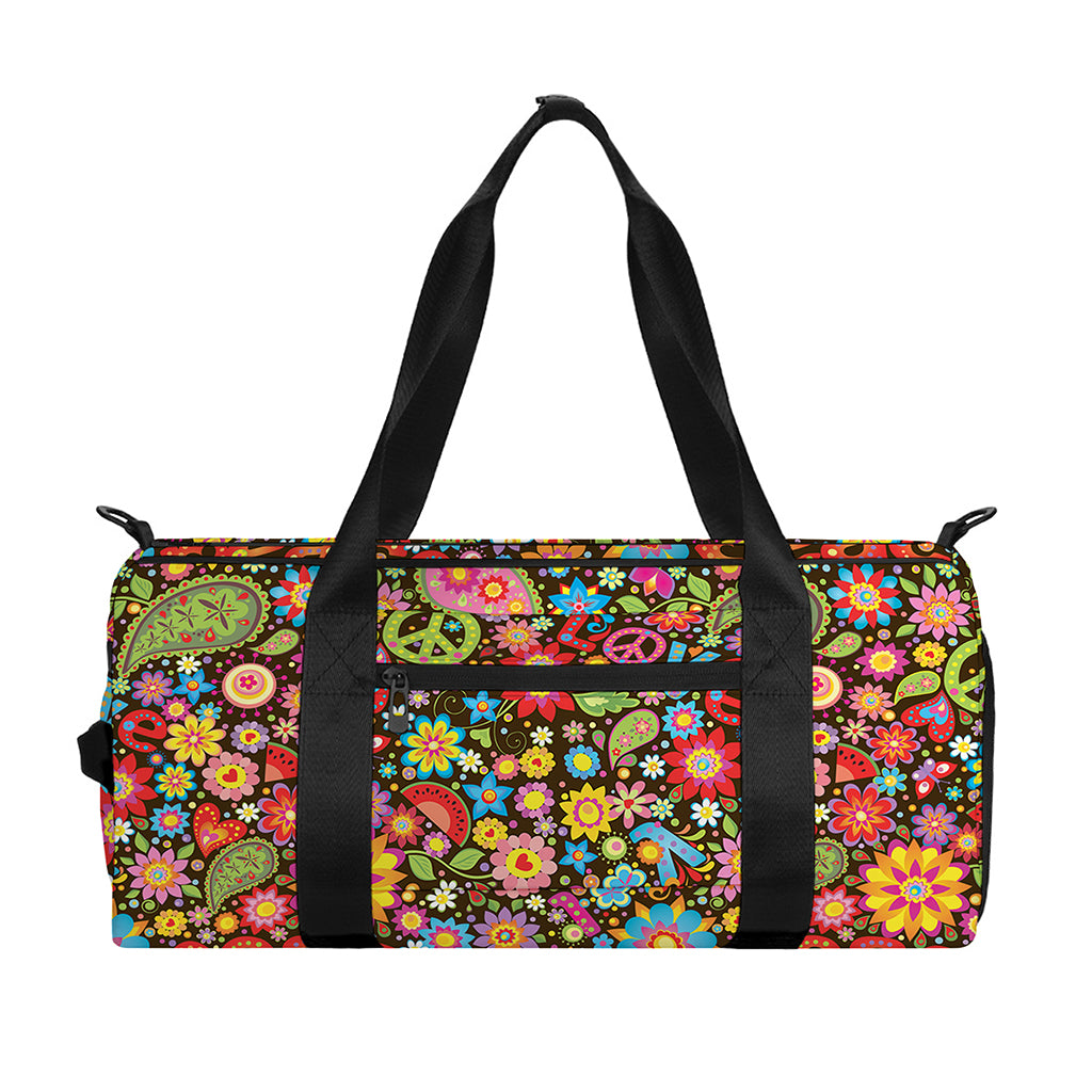 Colorful Hippie Peace Symbols Print Gym Bag