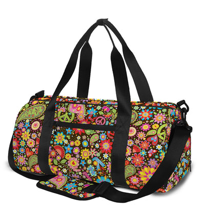 Colorful Hippie Peace Symbols Print Gym Bag