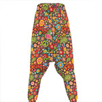 Colorful Hippie Peace Symbols Print Hammer Pants