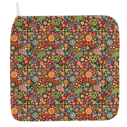 Colorful Hippie Peace Symbols Print Hand Towel