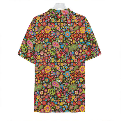 Colorful Hippie Peace Symbols Print Hawaiian Shirt