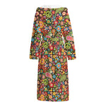 Colorful Hippie Peace Symbols Print Hooded Bathrobe
