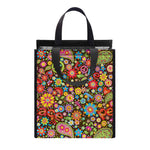 Colorful Hippie Peace Symbols Print Insulated Lunch Tote
