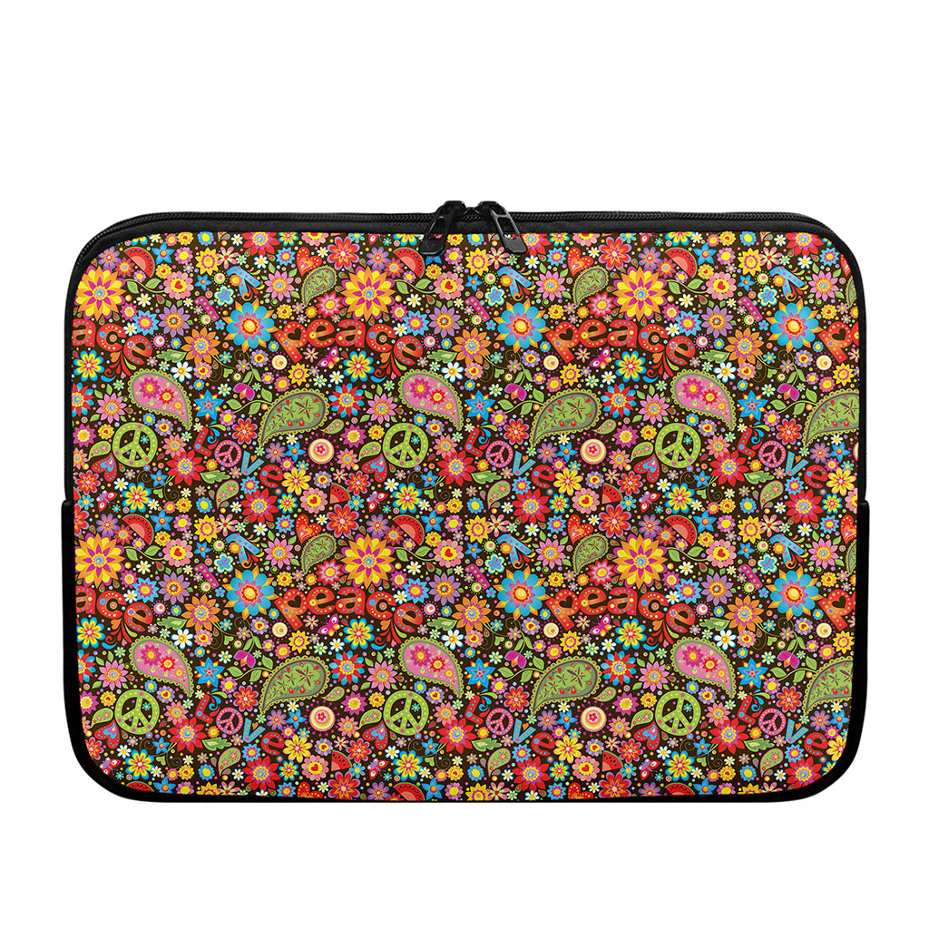 Colorful Hippie Peace Symbols Print Laptop Sleeve