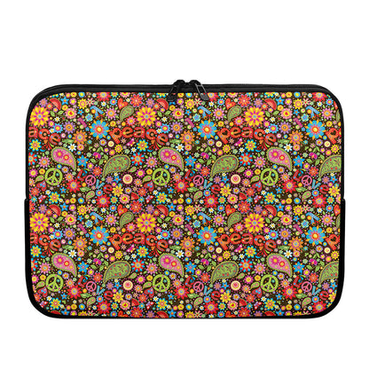 Colorful Hippie Peace Symbols Print Laptop Sleeve
