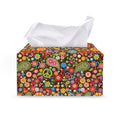 Colorful Hippie Peace Symbols Print Leather Tissue Box Cover
