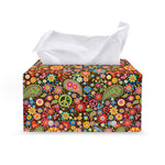 Colorful Hippie Peace Symbols Print Leather Tissue Box Cover