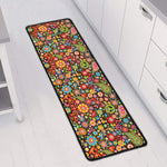 Colorful Hippie Peace Symbols Print Long Kitchen Mat