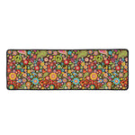 Colorful Hippie Peace Symbols Print Long Kitchen Mat