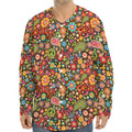 Colorful Hippie Peace Symbols Print Long Sleeve Baseball Jersey