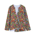 Colorful Hippie Peace Symbols Print Long Sleeve Short Coat