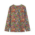 Colorful Hippie Peace Symbols Print Long Sleeve Short Coat