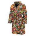 Colorful Hippie Peace Symbols Print Men's Bathrobe