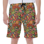 Colorful Hippie Peace Symbols Print Men's Beach Shorts