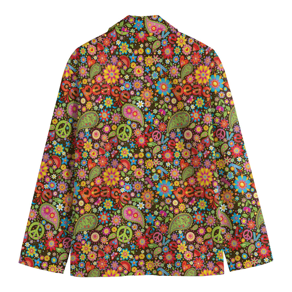 Colorful Hippie Peace Symbols Print Men's Blazer