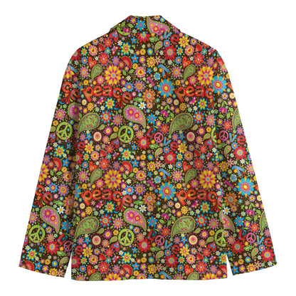 Colorful Hippie Peace Symbols Print Men's Blazer
