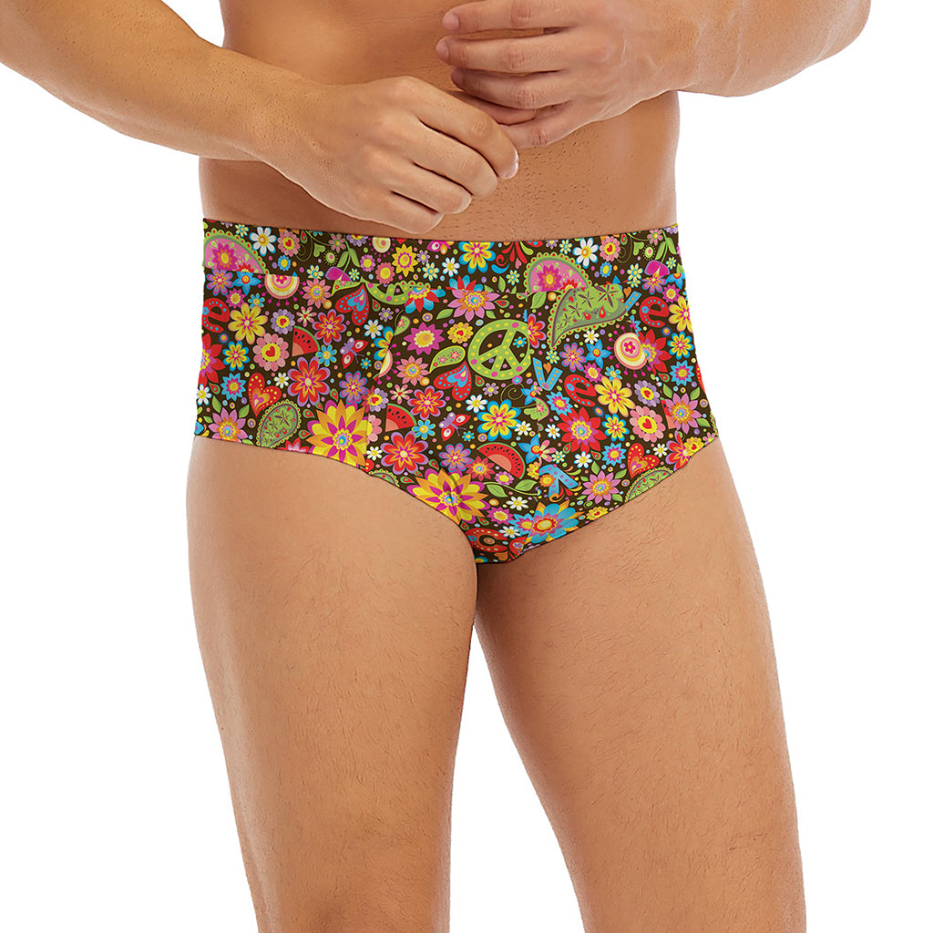 Colorful Hippie Peace Symbols Print Men's Briefs