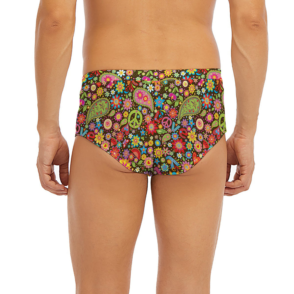 Colorful Hippie Peace Symbols Print Men's Briefs