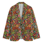 Colorful Hippie Peace Symbols Print Men's Cotton Blazer