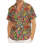 Colorful Hippie Peace Symbols Print Men's Deep V-Neck Shirt