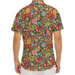 Colorful Hippie Peace Symbols Print Men's Deep V-Neck Shirt