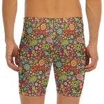 Colorful Hippie Peace Symbols Print Men's Long Boxer Briefs