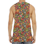 Colorful Hippie Peace Symbols Print Men's Muscle Tank Top
