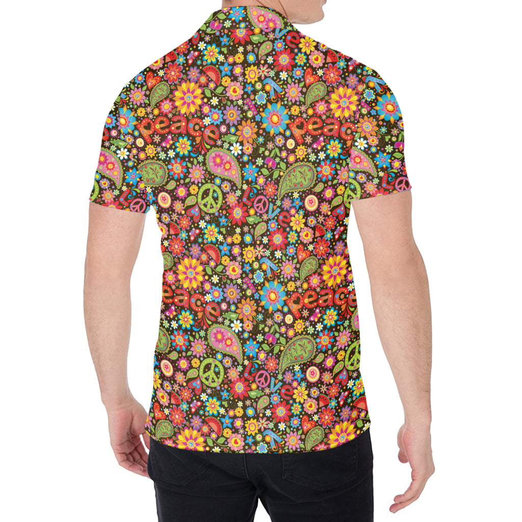 Colorful Hippie Peace Symbols Print Men's Shirt