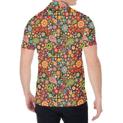 Colorful Hippie Peace Symbols Print Men's Shirt
