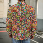 Colorful Hippie Peace Symbols Print Men's Shirt Jacket