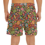 Colorful Hippie Peace Symbols Print Men's Split Running Shorts
