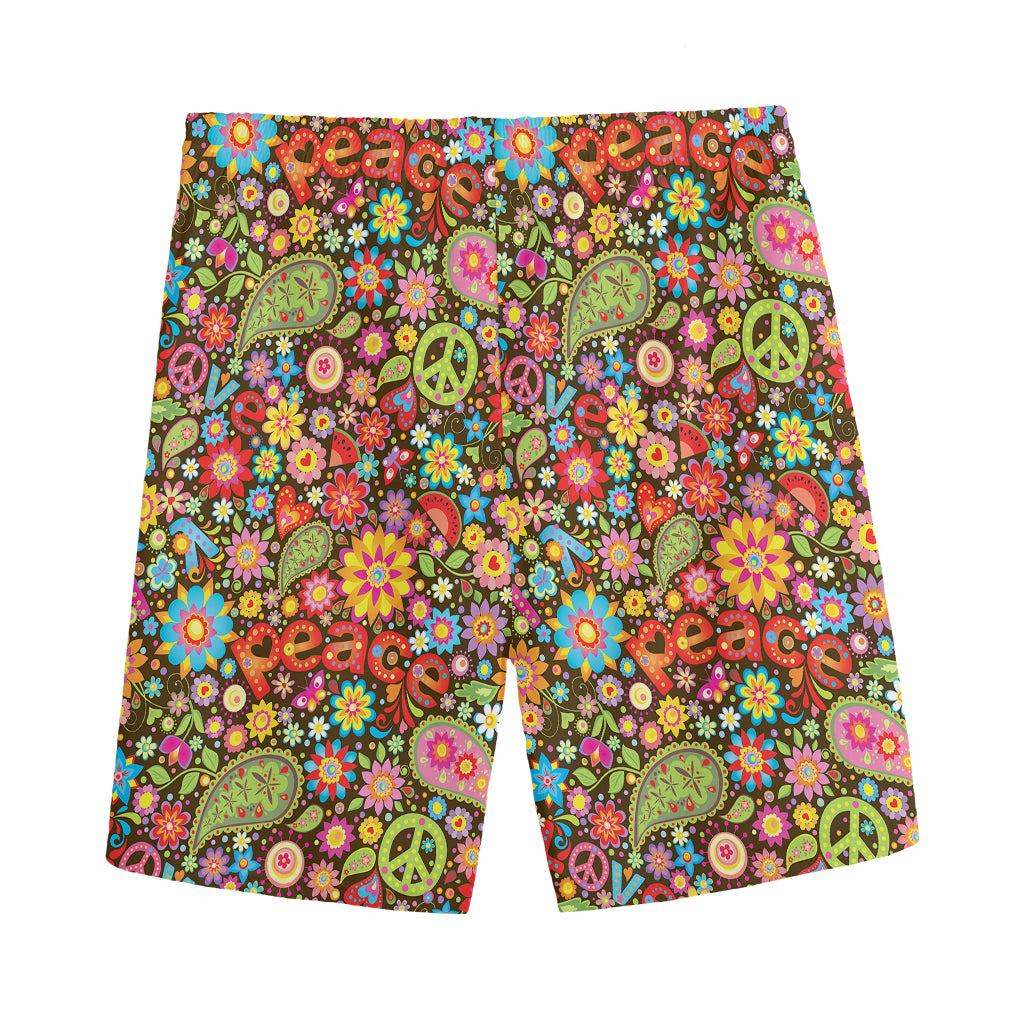 Colorful Hippie Peace Symbols Print Men's Sports Shorts