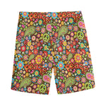 Colorful Hippie Peace Symbols Print Men's Sports Shorts