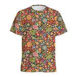 Colorful Hippie Peace Symbols Print Men's Sports T-Shirt