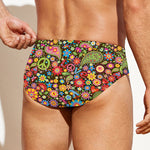 Colorful Hippie Peace Symbols Print Men's Swim Briefs