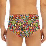 Colorful Hippie Peace Symbols Print Men's Triangle Swim Briefs