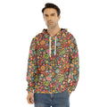 Colorful Hippie Peace Symbols Print Men's Velvet Pullover Hoodie