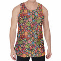 Colorful Hippie Peace Symbols Print Men's Velvet Tank Top