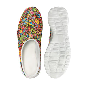 Colorful Hippie Peace Symbols Print Mesh Casual Shoes