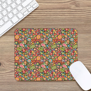 Colorful Hippie Peace Symbols Print Mouse Pad