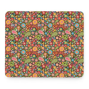 Colorful Hippie Peace Symbols Print Mouse Pad