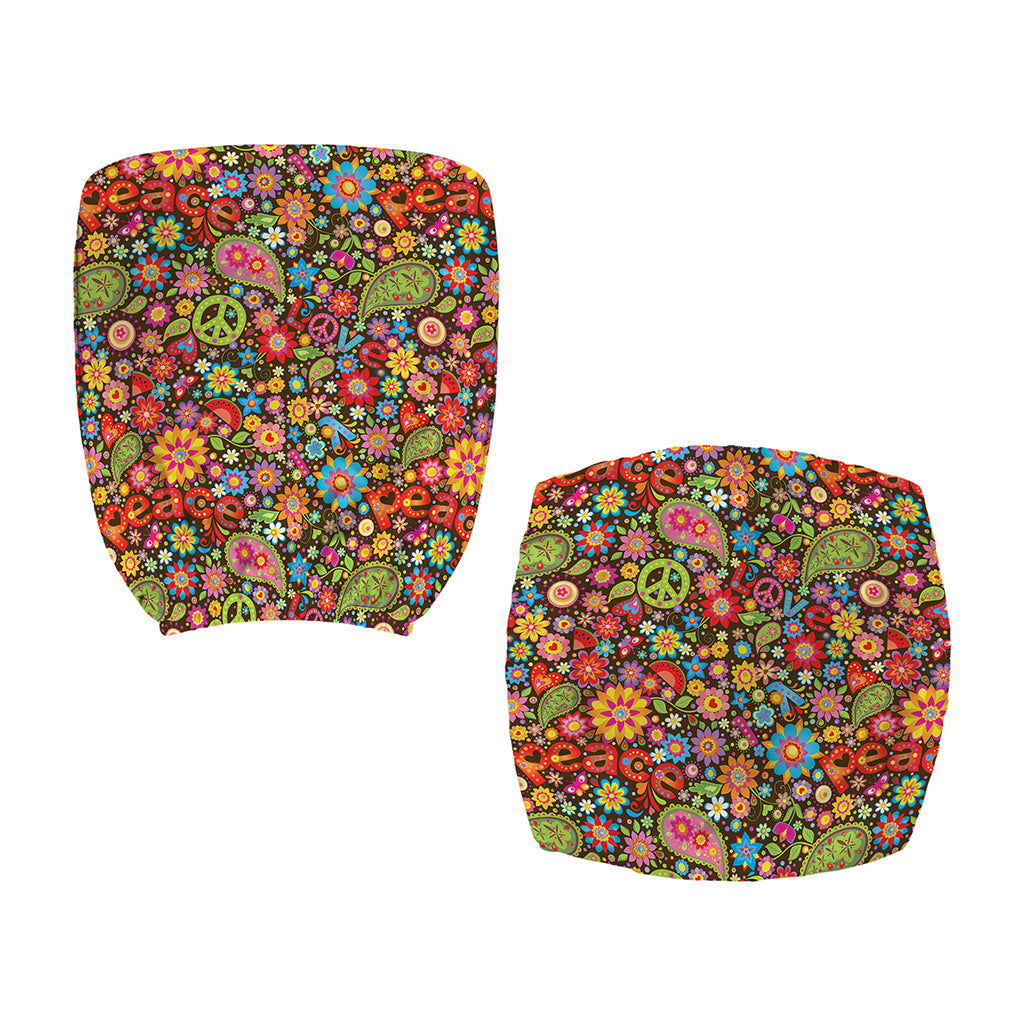 Colorful Hippie Peace Symbols Print Office Chair Cover