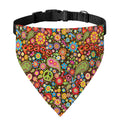 Colorful Hippie Peace Symbols Print Over The Collar Dog Bandana