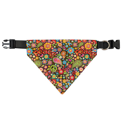 Colorful Hippie Peace Symbols Print Over The Collar Dog Bandana
