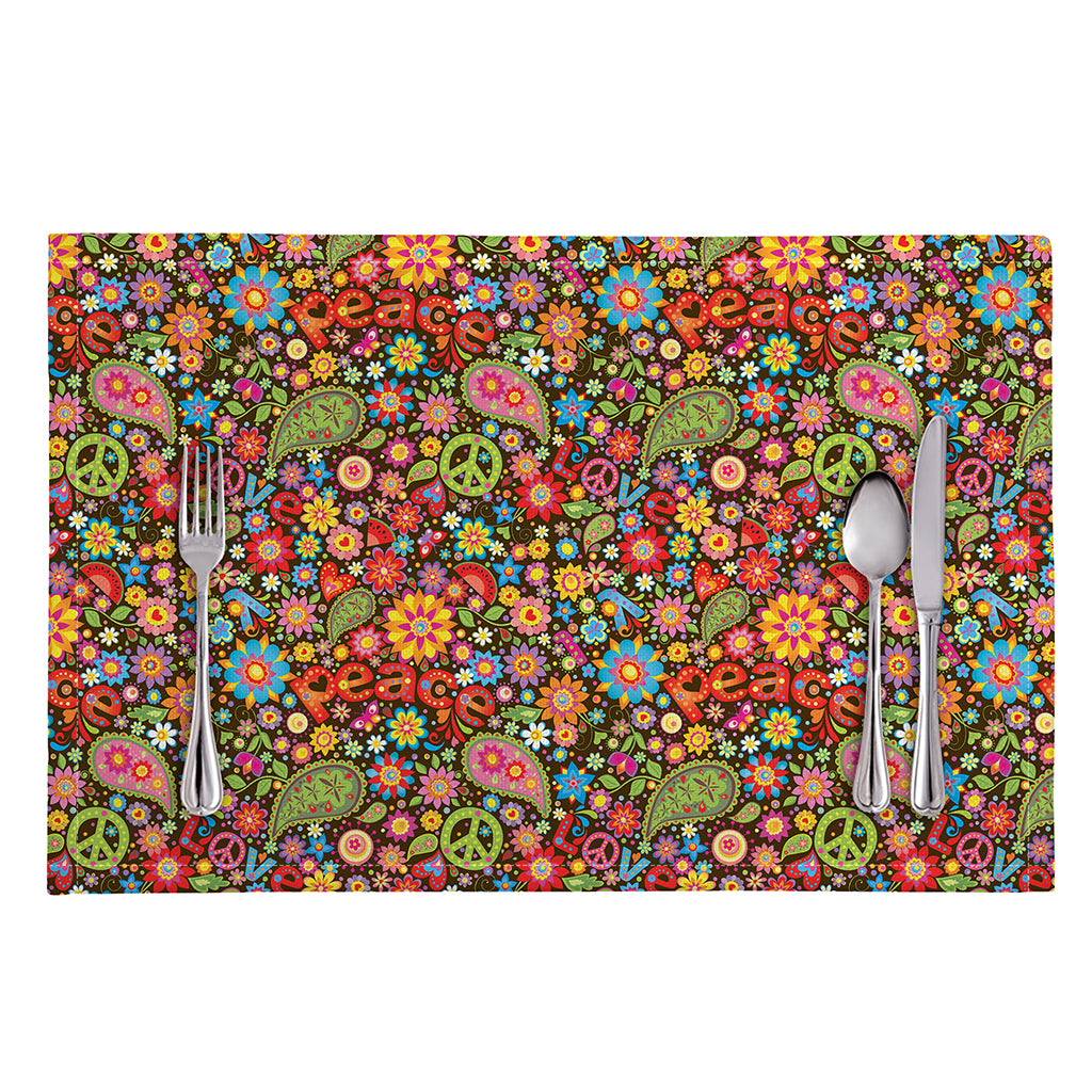 Colorful Hippie Peace Symbols Print Placemat