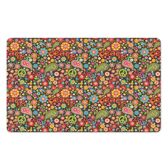 Colorful Hippie Peace Symbols Print Polyester Doormat
