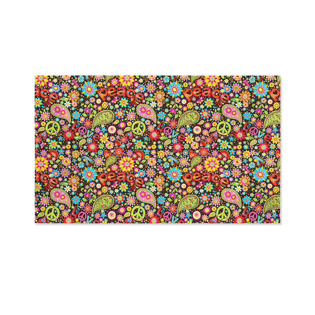 Colorful Hippie Peace Symbols Print Polyester Flag
