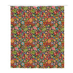 Colorful Hippie Peace Symbols Print Polyester Shower Curtain
