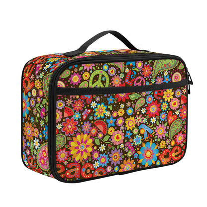 Colorful Hippie Peace Symbols Print Portable Lunch Bag