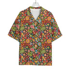 Colorful Hippie Peace Symbols Print Rayon Hawaiian Shirt